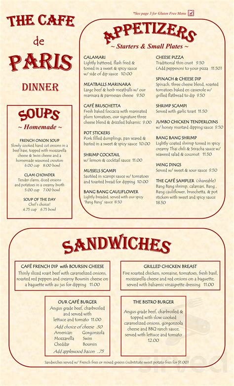 cafe de paris menu prices
